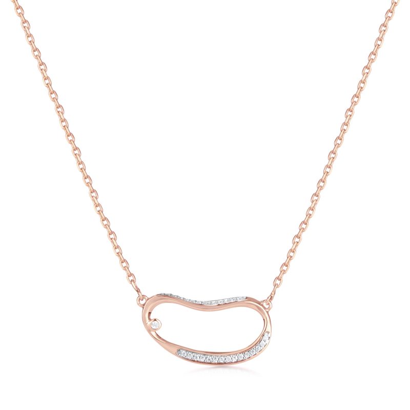 Sacet - Marque Hoop Diamond Rose Gold Necklace - £220